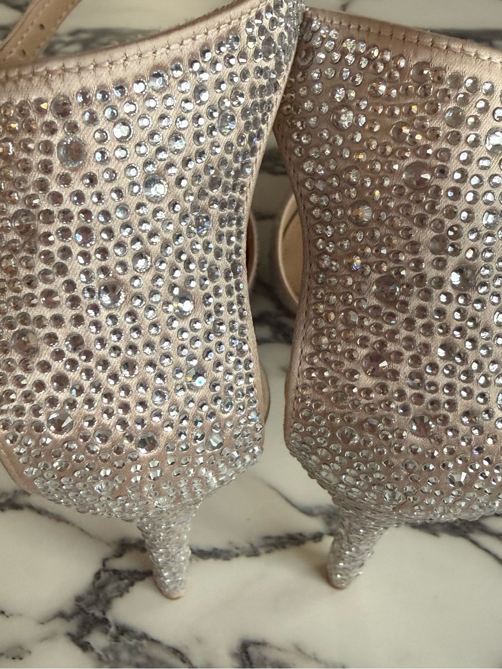 Jewel Badgley Mischka Jailene Champagne Satin Rhinestone Pump Size 9 NEW - Picture 12 of 13